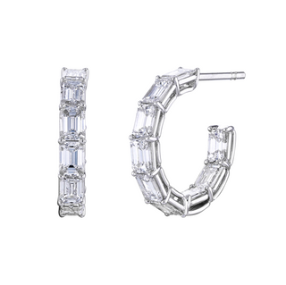 EMERALD CUT DIAMOND HOOPS