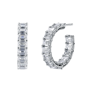 EMERALD CUT DIAMOND HOOPS
