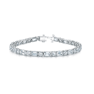 ROUND & EMERALD CUT DIAMOND TENNIS BRACELET