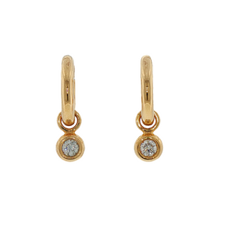 HOOP EARRINGS WITH BEZEL SET DIAMOND DROPS