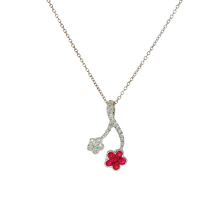 RUBY & DIAMOND FLOWER NECKLACE