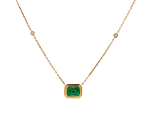 BEZEL SET EMERALD NECKLACE