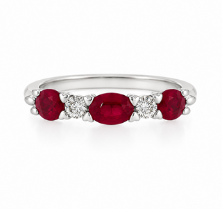 OVAL RUBY & ROUND DIAMOND BAND
