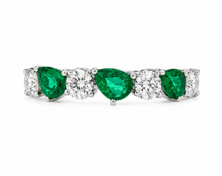 PEAR EMERALD & ROUND DIAMOND BAND