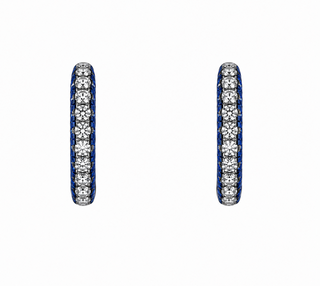SAPPHIRE & DIAMOND THREE SIDE EARRINGS