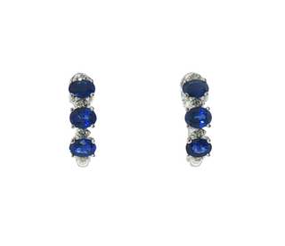 OVAL SAPPHIRE & ROUND DIAMOND EARRINGS