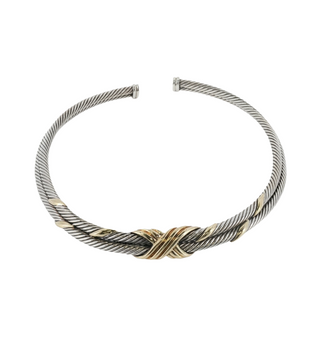 DAVID YURMAN DOUBLE CABLE 'X' MOTIF COLLAR NECKLACE