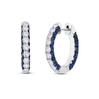BLUE SAPPHIRE & DIAMOND 3 SIDED HOOP