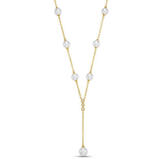 PEARL AND DIAMOND 'Y' NECKLACE