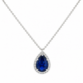 PEAR SHAPE SAPPHIRE HALO NECKLACE
