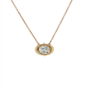 FANCY OVAL BEZEL DIAMOND NECKLACE