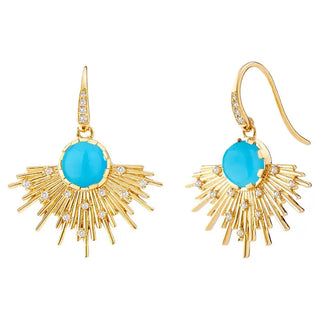 Sleeping Beauty Turquoise & Diamonds Earrings