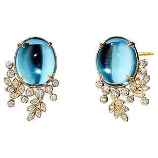 BLUE TOPAZ & DIAMOND EARRINGS