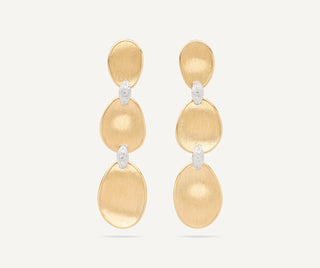 Lunaria Three-Drop Earrings with Diamond Accents