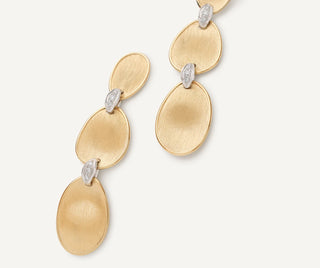 Lunaria Three-Drop Earrings with Diamond Accents