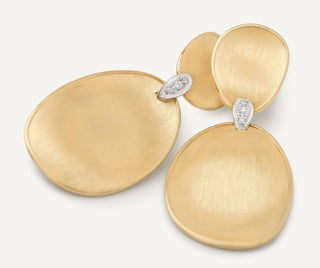 Lunaria Two-Drop Earrings with Diamond Accents